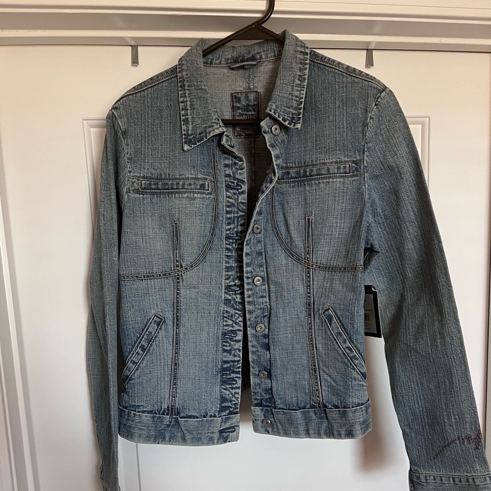 90S MARITHE FRANCOIS GIRBAUD JACKET  INDIGO DENIM VINTAGE  JEAN TRUCKER STYLE